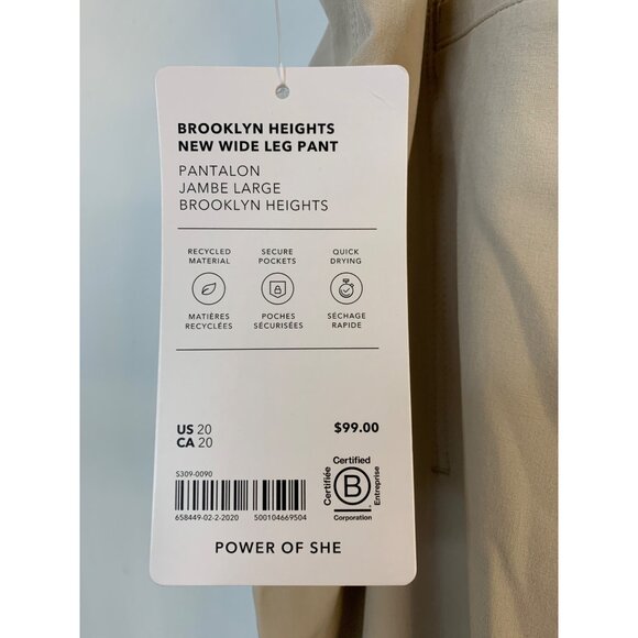 Athleta Brooklyn Heights New Wide Leg Pant Size 20 Recycled Material Beige RZ - Picture 3 of 12